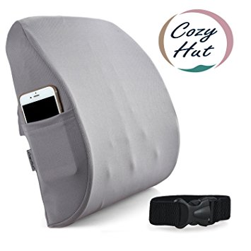 Cozy Hut Memory Foam Mesh Fabric Lumbar Support Back Support Cushion Orthopedic Design Cushion/Pillow for Home Office Chair Car Seat Cushion, Lower Back Pain Relief, Grey