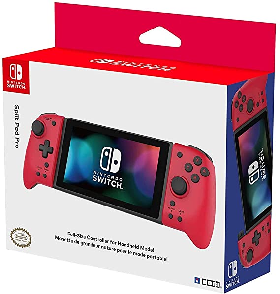 Hori Nintendo Switch Split Pad Pro (RED) Ergonomic Controller for Handheld Mode - Officially Licensed By Nintendo - Nintendo Switch