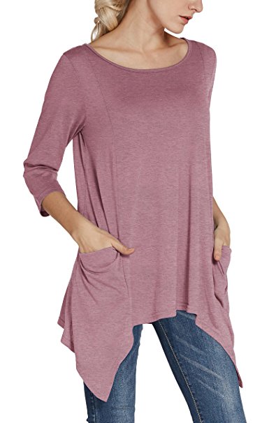 Urban CoCo Women's Plus Size Pocket Tunic Top 3/4 Sleeve Shirt