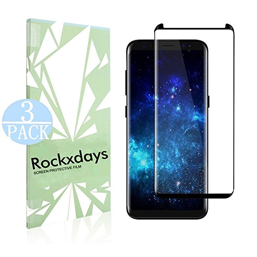 Samsung Galaxy S8 Plus Screen Protector , Rockxdays - Case-Friendly, No Bubble, 3D coverage PET HD Screen Protector Film for Samsung Galaxy S8 Plus Black - 3 Pack