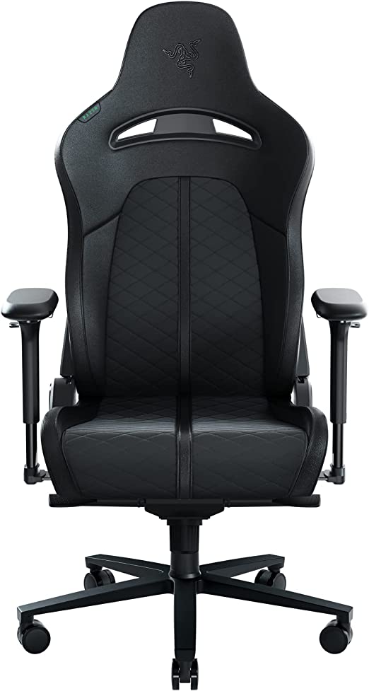 Razer Enki - Gaming chair with Integrated Lumbar Support (Desk/Office Chair, Multi-Layer Synthetic Leather, Foam Padding, Head Cushion, Height Adjustable) Black | Standard