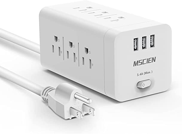 Power Strip Surge Protector with USB, Mscien 10 ft Extension Cord, Overload Surge Protection with 9 Outlets and 3 USB Ports, Wall Mount Charging Station for Home Office, 900 Joules, ETL Listed