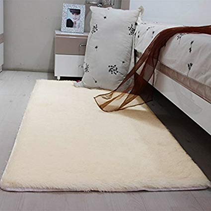 MultiWare Fluffy Area Rugs Anti-Skid Yoga Carpet For Living Room Rugs Bedroom Beige(120cm x 80cm)