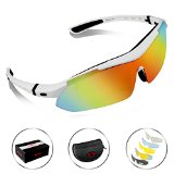 POSHEI P02 Polarized UV Protection Sports Glasses for Men or Women  Cycling Wrap Sunglasses with 5 Interchangeable Lenses Unbreakable  for Riding Driving Fishing Running Golf and Outdoor Activities