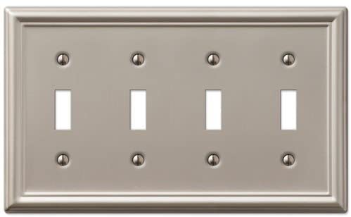 Four Toggle Wall Switch Plate Cover - Brushed Nickel