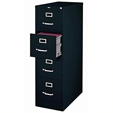 Pemberly Row 4 Drawer 25" Deep Letter File Cabinet in Black