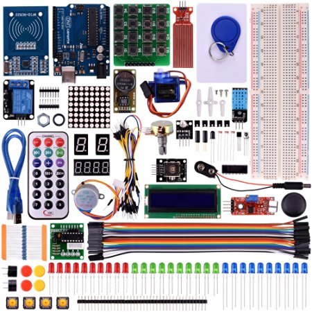 For rfid Arduino Kuman Upgrade RFID Master Starter Kit with Tutorial, UNO R3,RC522, LCD1602, Breadboard and Sensors Modules Motor Servo Jumper Wire K6