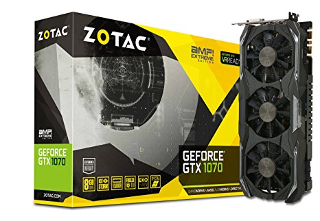 Zotac NVIDIA GeForce GTX 1070 AMP Extreme 8GB GDDR5 DVI/HDMI PCI-Express Video Card (ZT-P10700B-10P)