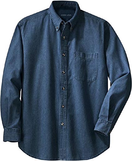 Men's Long Sleeve Denim Shirts in Sizes XS-6XL