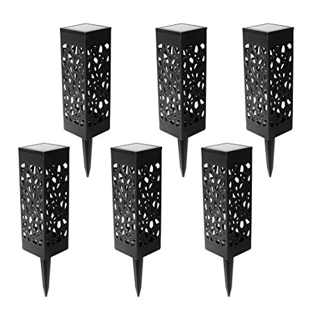 LightStan Solar LED Plastic Pathway Light Waterproof Outdoor Solar Garden Stake Light For Path Patio Yard Landscape and Driveway 6 Pack