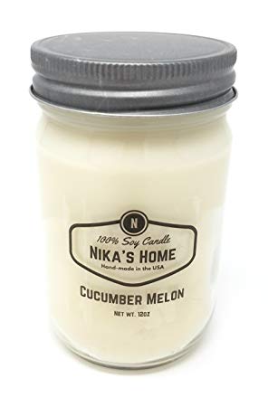 Nika's Home Cucumber Melon Soy Candle - 12oz Mason Jar
