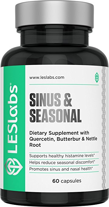 Sinus & Seasonal (60 Vegetarian Capsules) by LES Labs • Supports Sinus & Nasal Health and Helps Reduce Seasonal Discomfort • With Quercetin, Nettle Root & Butterbur