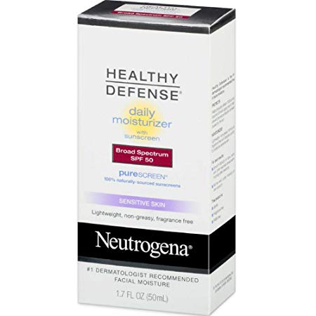 Neutrogena Healthy Defense Daily Moisturizer Sensitive Skin, SPF 50 Lotion 1.70 oz (Pack of 4)