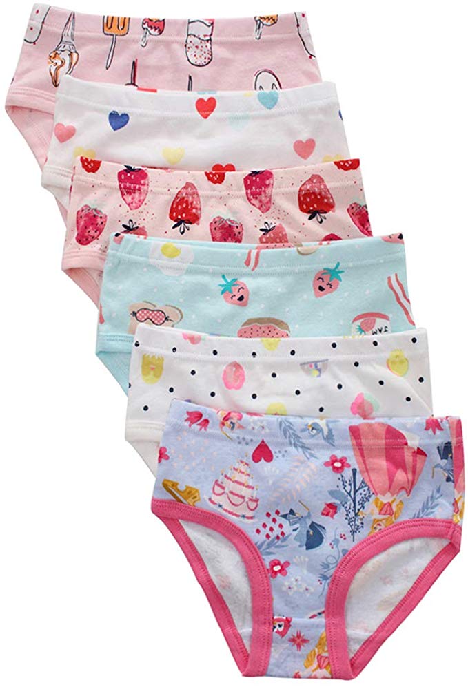 benetia Girls' Soft Cotton Panties Little Kids ' Assorted Underwear (Pack of 6)