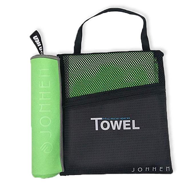 Jonhen Microfibre Towel in 6 Sizes & 6 Colours, Ultra Compact, Super Absorbent, Antibacterial, Soft, Lightweight, Gym Towel, Travel towel