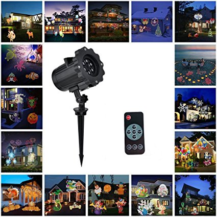 Christmas Projector Light, Guaiboshi LED Landscape Projector Lights Lamp with 16pcs Different Slides Switchable Patterns and Remote Control for Halloween Wedding Birthday Party Garden Decorations