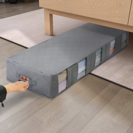 Lifewit Large Capacity Under Bed Storage Bag with 5 Clear Window for Clothing, Shoes, Blankets, Clothes, Sweaters, Grey