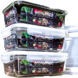 Premium Glass Meal Prep Containers - Airtight Leakproof Microwave Safe Oven Safe Set of 3 28 Oz