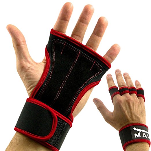 Leather Padding Gloves Cross Training Gloves with Wrist Support for WODs,Gym Workout,Weightlifting & Fitness-Leather Padding, No Calluses-Suits Men & Women-Weight Lifting Gloves