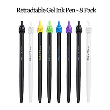 Retractable Cat pens,Cat tail can be pressed,Animal Gel Pen Fun pens Gel pens,Perfect for School Office Family use School Supplies Gift Set,8PCS Set