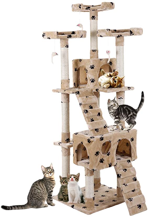 JAXPETY 67” Multi-Level Cat Tree Tower, Kitten Condo House with Scratching Posts, Kitty Play Activity Center