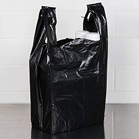 Carry-Out Plastic Bag-Black Plain T-Shirt Bag 11.5"x6.5"x21.5" 15 mic(Black, 1000/Case)