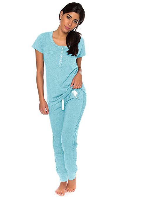 U.S. Polo Assn. Women's Short Sleeve Shirt and Long Pajama Pants Sleepwear Set