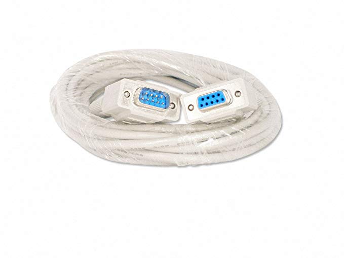 YCS Basics 15 Foot DB9 9 Pin Serial / RS232 Male / Female Extension Cable
