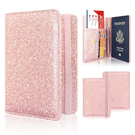 Passport Holder Cover, ACdream Travel Leather RFID Blocking Case Wallet for Passport with Elastic Band Closure,