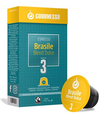 Gourmesso Brasile Blend Dolce - 30 Nespresso Machine Compatible Coffee Capsules - Fair Trade