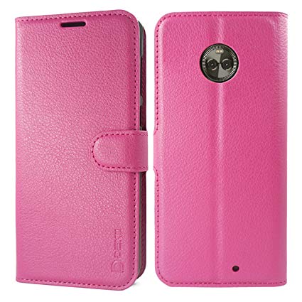 Moto X4 Case Wallet, Motorola X4 Protective Case Rose for Women, Dekii Ultra Slim Soft PU Leather Flip Case with Card Holder, Magnetic Closure with Kickstand