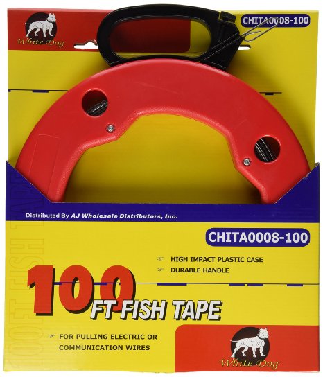 100 FT Fish Tape with High Impact Case for Electric or Communication Wire Puller
