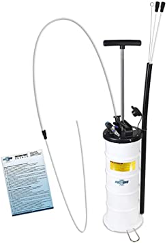 FIRSTINFO Upgraded Pneumatic/Manual 6.5 Liter Oil Fluid Changer Vacuum Extractor Pump with 3.5 x 4.5 mm Nylon Tube, Hose Storage, Dust Cover