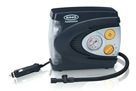 Ring RAC620 12V Analogue Tyre Inflator, Air Compressor Tyre Pump, LED Light, Adaptor Set and Case