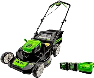 Greenworks 80V 21-Inch Cordless Lawn Mower, Two 2.0 Ah Batteries and Charger Included 2536202HD