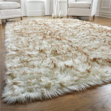 Gorilla Grip Thick Fluffy Faux Fur Washable Rug, Shag Carpet Rugs for Nursery Room, Bedroom, Home Decor, Soft Floor Plush Carpets, Durable Rubber Backing, 2x8, Rectangle, Frosted Tips Brown