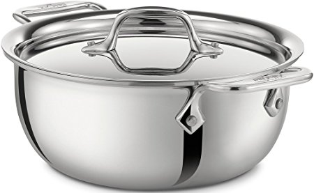 All-Clad 421349 Stainless Steel Tri-Ply Bonded Dishwasher Safe Cassoulet with Lid / Cookware, 3-Quart, Silver