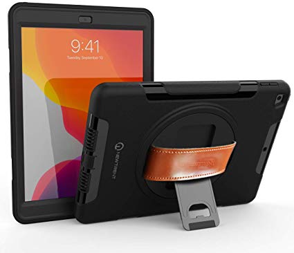 New Trent Designed for iPad 10.2 2019, iPad 7th Generation, [Gladius] with Full-Body Rugged Protective Case (Black) with Built-in Screen Protector & Dual Layer Design Case for iPad 10.2 Inch 2019