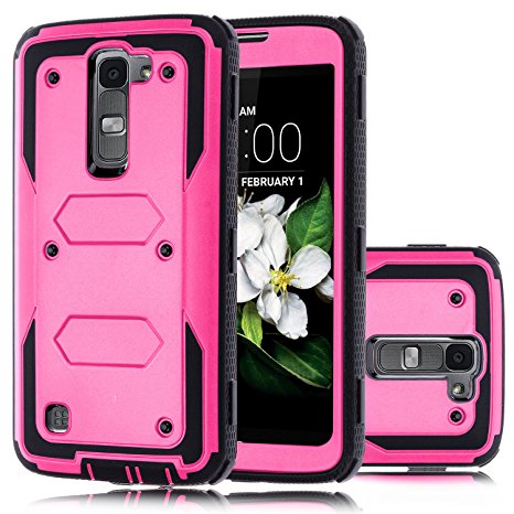 LG K8 Case, LG Escape 3 Case, LG Phoenix 2 Case, Venoro 2in1 High Impact Resistant Hybrid Dual Layer Hard Rugged Full-Body Slim Shockproof Phone Case Cover Shell (No Clip - Rose)