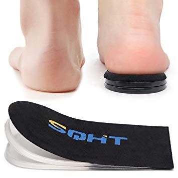 SQHT Adjustable Orthopedic Heel Lift - Height Increase Insoles for Leg Length Discrepancies and Achilles Tendonitis, Heel Cushion for Heel Pain, Heel Spurs (Black)