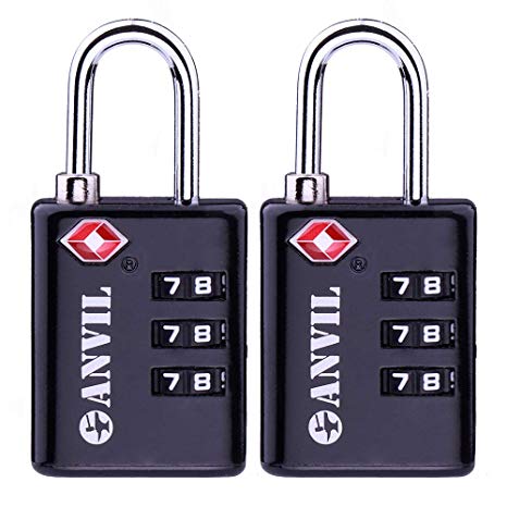TSA Approved Luggage Locks, Durable Travel Lock with Inspection Indicator and 3 Digit Re-Settable Combination