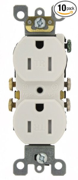 Leviton T5320-WMP 15 Amp 125V Tamper Resistant Duplex Receptacle (10 Pack), White