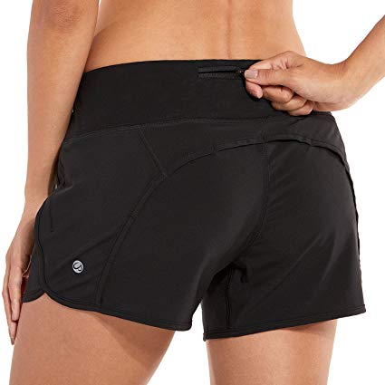 CRZ YOGA Women's Workout Sports Running Shorts Pants with Zip Pocket - 4 inch