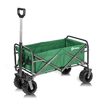 Sekey Foldable Cart Folding Wagon Outdoor Wheelbarrow Beach Cart All Terrain Utility Wagon Outdoor Garden Trailer Transport Trolley, green