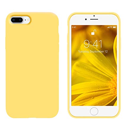 OTOFLY for iPhone 8 Plus Case,iPhone 7 Plus Case, [Silky and Soft Touch Series] Premium Soft Silicone Rubber Full-Body Protective Bumper Case Compatible with iPhone 7/8 Plus (Yellow)