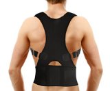 Medical-Grade Adjustable Magnetic Posture Support Back Brace - Relieves Neck Back and Spine Pain - Improves Posture Black