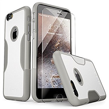 iPhone 6 Case, fits iPhone 6s (Gray) SaharaCase Protective Kit Bundled with [Tempered Glass Screen Protector] Slim Fit Rugged Protection Case Shockproof Bumper Hard Back (Gray/Silver)