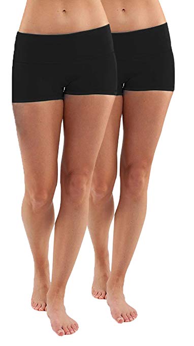 iLoveSIA Women's Yoga Shorts Cotton Shorts Pants Pack of 2