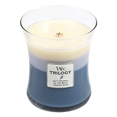 Woodwick Beachfront Cottage Trilogy Jar Candle, Medium