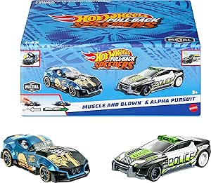 Hot Wheels 1:43 Scale Pull-Back Speeders 2-Pack, Rolomatic Engine or Door, Trunk or Hood That Opens (Styles May Vary)